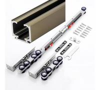 Kit Rail pour Porte Coulissante à Fermeture en Douceur Installée au Plafond avec Roulette Silencieux Kit de Quincaillerie Systeme Porte Coulissante pour Placard Armoires(Champagne,2.7 m/106.3 in)