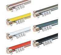 Kit Rail Rideau Plafond, Tringle À Rideau Colorée Avec Rouleaux Muets, 7 Couleurs, Pour Diviseur De Pièce Intimité Chambre Baie Vitrée Caravaner(White-A,200cm/6.5ft)