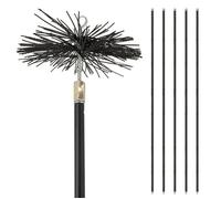 Kit ramonage 200mm - 6 pièces - conduits gainés - 1 brosse en nylon - 5 cannes souples emboîtables 1m40