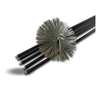 Kit ramonage classique Ø250 mm | 7 m (5 cannes noires Ø17 mm creuses) | Hérisson acier plat | Conduits non gainés