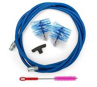 BARETTO Kit Ramonage Poêle à Granulés, Kit Nettoyage Conduit Poêles à Granulés avec Rallonge Flexible 3 Mètres et Coude à 90°, 2 Brosses Standard en Nylon 80 mm et 100 mm (3 M)
