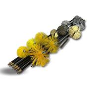 Kit ramonage hyper pro conduits gainés et non gainés | 10 hérissons acier et nylon 125-150-180-200-250 mm | 7 cannes noires PPN pleines contre vissantes Ø20mm | Ressort | 6*2m + 1*1m | Kibros RAMHPTOT