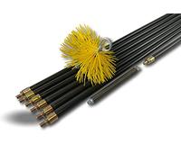 Kit ramonage hyper pro conduits gainés | Hérisson synthétique | Ø 150 mm | 7 cannes noires PPN pleines contre vissantes Ø20mm | Ressort de départ | 6 * 2 m + 1 * 1 m | Cheminée | Kibros RAMHP15N