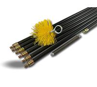 Kit ramonage hyper pro conduits gainés | Hérisson synthétique | Ø125mm | 7 cannes noires PPN pleines contre vissantes Ø20mm | Ressort de départ | 6 * 2 m + 1 * 1 m | Cheminée | Kibros RAMHP125N