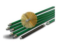 Kit ramonage pro Ø125mm | Hérisson acier | 8m (6 cannes vertes Ø18mm creuses) pour conduits non gainés