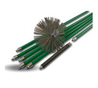 Kit ramonage pro Ø150 mm | 8 m (6 cannes vertes Ø18 mm creuses) | Hérisson acier | Ressort | Conduits non gainés