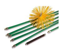 Kit ramonage pro Ø250 mm | 8 m (6 cannes Ø18 mm creuses) | Hérisson synthétique | Ressort | Conduits gainés
