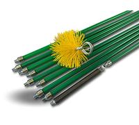 Kit ramonage pro conduits gainés | Hérisson synthétique | Ø 125 mm | 12 m en 9 cannes vertes autobloquantes Ø 18mm creuses | Ressort de départ | 8 * 1,4 m + 1 * 1 m | Cheminées | Kibros 5KIT125NLO