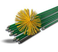 Kit ramonage pro conduits gainés | Hérisson synthétique | Ø 200 mm | 12 m en 9 cannes vertes autobloquantes Ø 18mm creuses | Ressort de départ | 8 * 1,4 m + 1 * 1 m | Cheminées | Kibros 5KIT20NLO