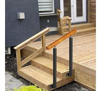 Kit rampe d'escalier, 1-2 marches Porche avant Main courante en fer forgé pour marches extérieures Montage latéral, Main courante de rampe en bois avec double poteaux ajustables ( Couleur : Height 95c