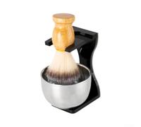 Kit Rasage Homme Complet avec Blaireau Synthétique Bol et Support Acrylique pour Rasage Traditionnel 15x12cm(PMMA Std Syn Br Set)