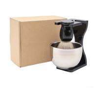 Kit Rasage Homme Complet avec Blaireau Synthétique Bol et Support Acrylique pour Rasage Traditionnel 15x12cm(PMMA Stand Br Set)