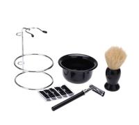 Kit Rasage Homme Complet avec Support et Bol Savonnette, Présent Mari | Métal, Antidérapant, Contrôle, Réduit Irritations, pour Différents Types de Peau