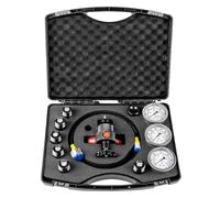 Kit Recharge Azote Accumulateur Hydraulique, Charge De Gaz D'Accumulateur D'Azote Hydraulique, Kit De Test De Pression De SystèMe Avec 3 Jauges, 7 Raccords, 1 Tuyau De Gaz Et ÉTui (Black, 7 in 1)