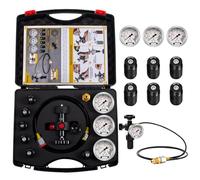 Kit Recharge Azote Accumulateur Hydraulique,Kit de Charge D'Accumulateur D'Azote,Kit Charge Remplissage D'Azote avec 3 Jauges,7 Raccords et 1 Kit Test Gaz pour Engins Chantier,Excavatrice