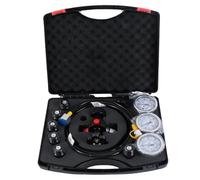 Kit Recharge Azote Accumulateur Hydraulique | Régulateur d'Azote pour et Kit de Test de Pression Hydraulique | Complet avec 3 Manomètres, 7 Adaptateurs, Tuyau de Remplissage et Mallette (Black)