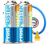 Kit Recharge Climatisation Voiture R1234yf - FROSTMEISTER 2in1 - 2x235g - Gaz Réfrigérant - avec Flexible et Raccord