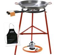 Kit réchaud 40 cm Garcima + poêle à paella 42 cm + support renforcé + régulateur et tuyau Kabra (tablier gratuit)