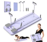 Kit Réformateur de Pilates, 5 en 1 Pilates Board avec Roue Abdominale à Rebondissement Automatique et Minuterie, AB Roller Machine Pliable Multifonctionnel pour la Maison et la Salle de Sport (Violet)