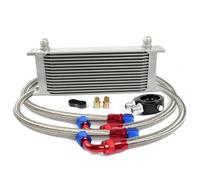 Kit Refroidisseur D'huile 10/15 Rangées + Adaptateur De Filtre À Huile + Durite Tressée En Acier Inoxydable AN10 + Séparateur De Conduites - Pièce Du Système De Refroidissement(10 Rows Silver)