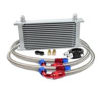 Kit Refroidisseur D'huile 10/15 Rangées + Adaptateur De Filtre À Huile + Durite Tressée En Acier Inoxydable AN10 + Séparateur De Conduites - Pièce Du Système De Refroidissement(15 Rows Silver)
