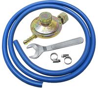 Kit régulateur basse pression pour cuisines poêles et barbecue gaz + 2 m de tube + 2 colliers et clé en cadeau - Made in Italy