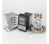 Kit régulateur de température REX-C100 48 x 48 mm 11 kW pour ssr REX-C100 | Gamme 0-400 °C, thermocouple de type K, ABS/acier inoxydable, pour four et sèche-linge, moulage par injection