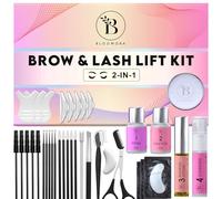 Kit Rehaussement de Cils, Brow Lift Kit Sourcil, Solution 2 en 1, Durée 6-8 Semaines, 15 Applications, Permanente DIY Sourcils, Lash Lift, Rehaussement Cils - BLK6
