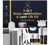 Kit Rehaussement de Cils, Brow Lift Kit Sourcil, Solution 2 en 1, Durée 6-8 Semaines, 15 Applications, Permanente DIY Sourcils, Lash Lift, Rehaussement Cils - ABLK1