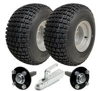 Kit remorque ATV 18x9.50-8: 2 roues knobby, moyeux et essieux, attelage acier, capacité 204 kg