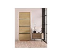 Kit RENO'PORTE pré encollé Bois FSC Mixte 85 x 52 cm Chêne et profilés noirs Habillage de porte