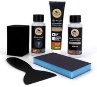 Kit Rénovation Cuir 21 Couleurs : Réparation + Peinture Cuir + Vernis Pour Volant Ou Retouche De Siège Auto, Chaise, Sellerie, Blouson, Veste, Chaussure, Etc (20-Bleu)[Z58]