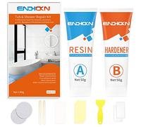 Kit Réparation Baignoire Acrylique Blanc, Endhokn Email Porcelaine Kit de Réparation Baignoire Lavabo Carrelage Receveur de Douche Resine Réparation des Fissures Perforations Éraflures (100g)