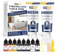 Kit Reparation Baignoire Blanc, Kit Réparation Carrelage Pour Acrylique, Céramique, Cuisine Salle de Bain Répare éclats, Rayures, Fissures et Trous Rouille Kit Réparation Email Baignoire -Multicolore