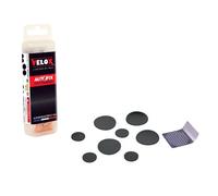Kit réparation chambre à air autocollantes - boîte 4 patchs 25mm + 4 patchs 15mm + rape acier avec notice Velox Noir