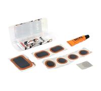 Kit réparation chambre à air electrique-e-bike - boîte 6 patchs 25mm + 1 patchs 24-34mm + 1 patchs 32-50mm + colle 5g + rape acier avec notice Velox Noir