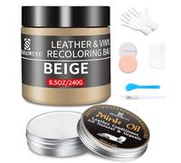 Kit Reparation Cuir,240g Teinture Cuir Beige avec 100ml Entretien,Peinture Cuir Liquide pour Réparer les éraflures et la Décoloration sur Canapés,Vinyle, Sièges d'auto, Chaussures et Selles
