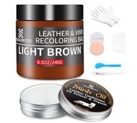 Kit Reparation Cuir,240g Teinture Cuir Brun Rouge avec 100ml Entretien,Peinture Cuir Liquide pour Réparer les éraflures et la Décoloration sur Canapés,Vinyle, Sièges d'auto, Chaussures et Selles