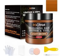 Kit Reparation Cuir Brun Clair,Balsam Pour Recoloriage Cuir,Peinture Cuir Liquide,Vinyle Teinture Cuir Réparation Pour Canapés,Sièges Voiture,Chaussures,Selle,Blouson En Cuir Griffures/Tache[Z186]