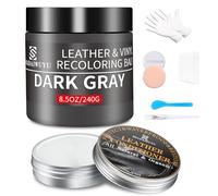 Kit Reparation Cuir Gris Foncé,Teinture Cuir avec 100ml Entretien,Peinture Cuir Liquide pour Réparer les éraflures et la Décoloration sur Canapés,Vinyle, Sièges d'auto, Chaussures et Selles