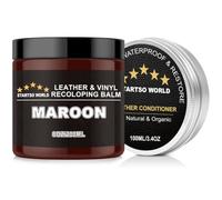 Kit Réparation Cuir Maroon - 200ml de Teinture Cuir avec 100ml d'Entretien - Peinture Cuir Liquide pour Réparer les Rayures et la Décoloration sur Canapés, Sièges d'Auto, Vinyle, Chaussures