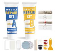 Kit Réparation Émail Baignoire Imperméable, Réparer Rayures, Trous, Fissures Céramique Carrelage, 4 Teintes Base, Résistant Eau Chaleur, Réparation Durable avec Spatule Papier Abrasif (1 pack)