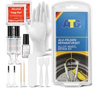 Kit Réparation Jantes Aluminium, Réparation Rayures Jante Alu & Bordures de Trottoir, Efface Rayure Jante Alu, Mastic & Peinture Argent Métallisé, 13 Pièces
