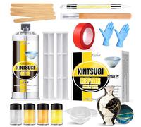 Kit Réparation Kintsugi Nouveau, Kit Kintsugi Japonais 50ml Colle Céramique Inoffensive Aliments, 4 Couleurs Poudres (Or/Argent/Mica) Réparer Céramique/Porcelaine/Bijoux/Verre, Pour Débutants