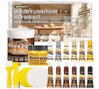 Kit Reparation Parquet, Tout-en-un Kit de Réparation Meuble Comprend Mastic Bois & 12 Couleurs Bouche-pores Pour Bois et Cire Bois, Réparation de Parquet pour Les Rayures, Les Fissures et Les taches