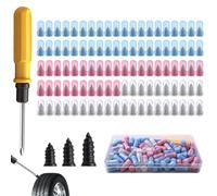 Kit Réparation Pneu 100 Pièces pour Voiture Moto avec Vis Anti-Crevaison | Clous en Caoutchouc S, M, et L et tournevis, conçu pour réparer rapidement les crevaisons de pneus tubeless
