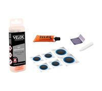 KIT REPARATION PNEU TUBELESS ROUTE VELOX PAR L'INTERIEUR AVEC RUSTINES - BOITE (COLLE 5g + 4 PATCHS 15mm + 2 PATCHS 25mm + 1 RAPE METAL) - 3660429142094