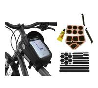 Kit Réparation Pneu Vélo avec Sacoche Étanche & Support Smartphone - Rustines, Colle, Démonte-Pneus, Outils Complet pour Cyclistes