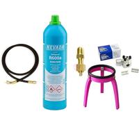 Kit réparation recharge réfrigérateur congélateur avec bouteille de R600a de 420 g + prémispil sortie 1/4" M + tuyau 90/150 cm + valve de perçage pour tube cuivre
