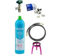 Kit réparation recharge réfrigérateur congélateur avec cylindre R600a de 420 gr + robinet sortie 1/4" M + tuyau 150 cm + soupape de perçage pour tube cuivre